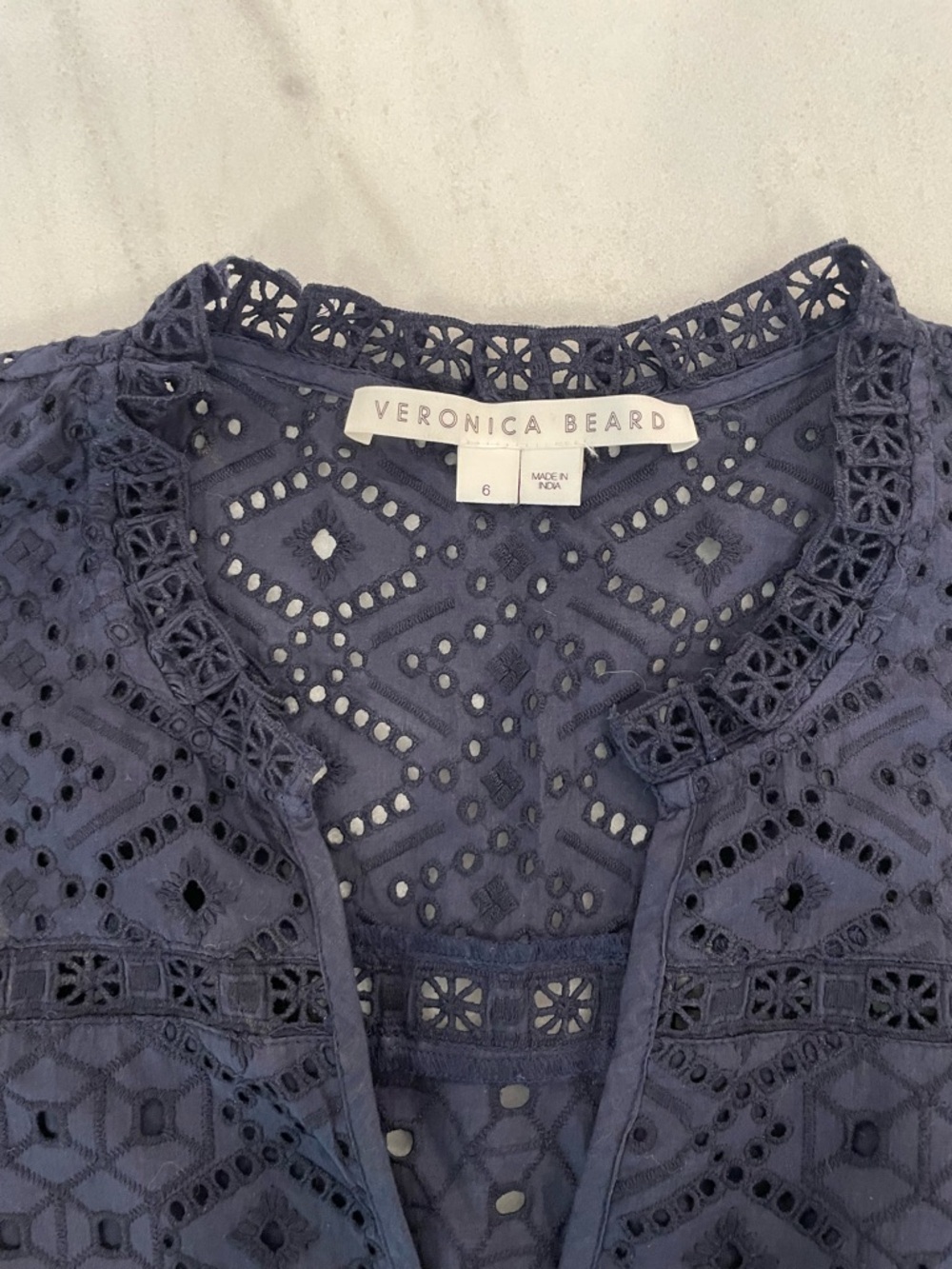 Veronica Beard Navy Eyelet Tiered Maxi Dress - Picture 2 of 3